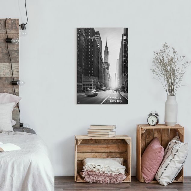 Leinwandbilder Schwarz-Weiß Lebhaftes New York