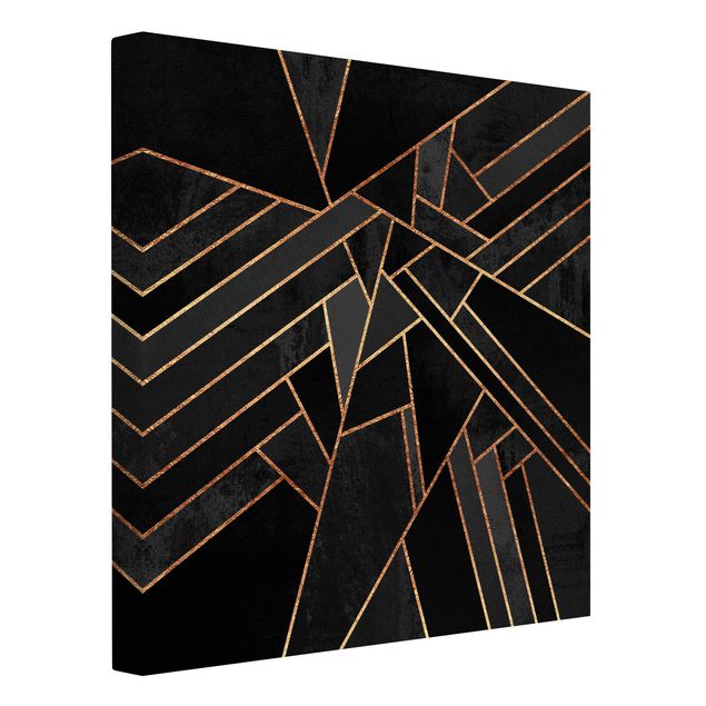 Leinwandbilder abstrakt Schwarze Dreiecke Gold