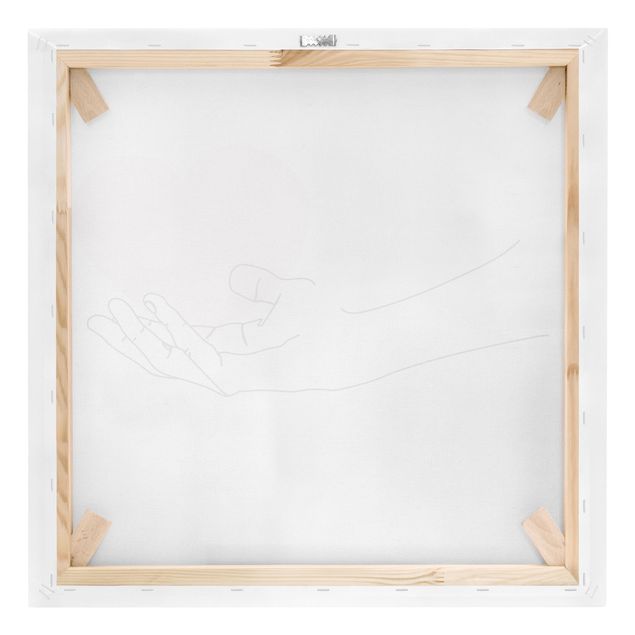 Leinwandbild - Hand mit Herz Line Art - Quadrat 1:1