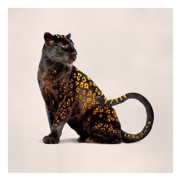 Moderne Leinwandbilder Wohnzimmer Goldener Panther