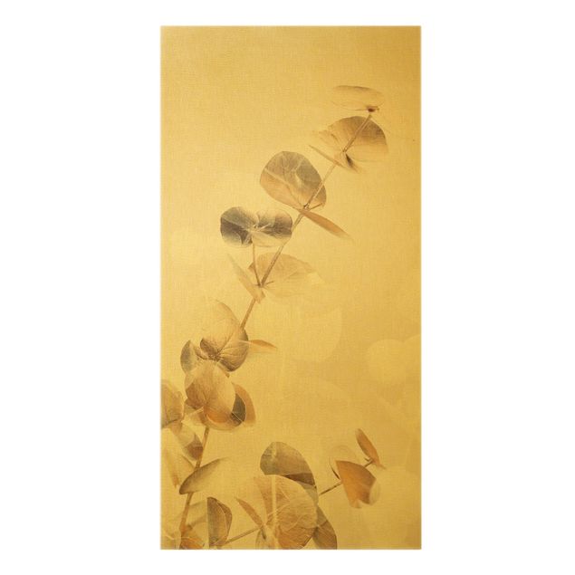 Leinwandbilder Goldene Eukalyptuszweige mit Weiß I