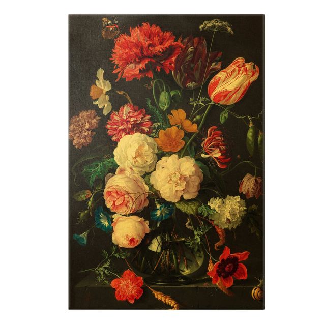 Wandbilder Vintage Jan Davidsz de Heem - Stillleben mit Blumen in einer Glasvase