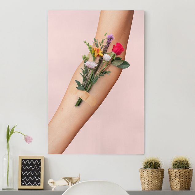 Leinwandbilder XXL Arm mit Blumen