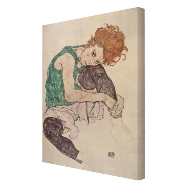 Schöne Wandbilder Egon Schiele - Sitzende Frau mit hochgezogenem Knie