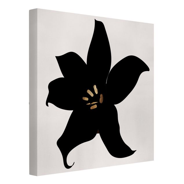Leinwand Kunstdruck Grafische Pflanzenwelt - Orchidee Schwarz und Gold