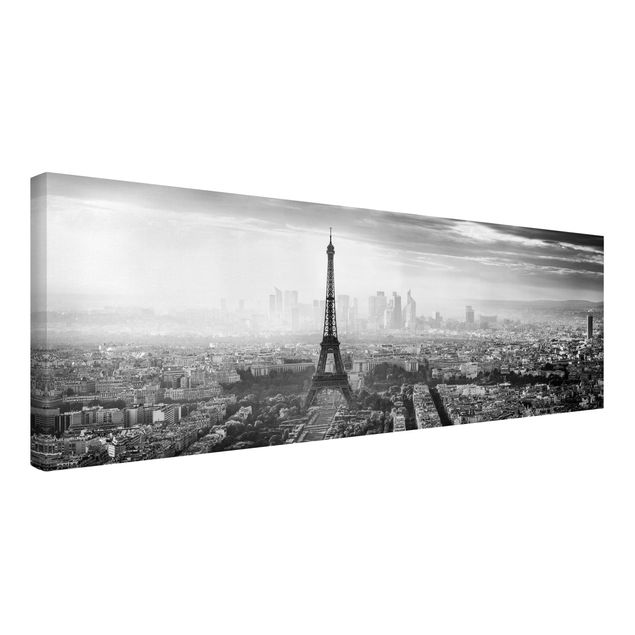 Leinwandbilder Skyline Der Eiffelturm von Oben Schwarz-weiß