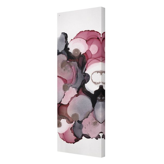 Moderne Leinwandbilder Wohnzimmer Pink-Beige Tropfen mit Roségold
