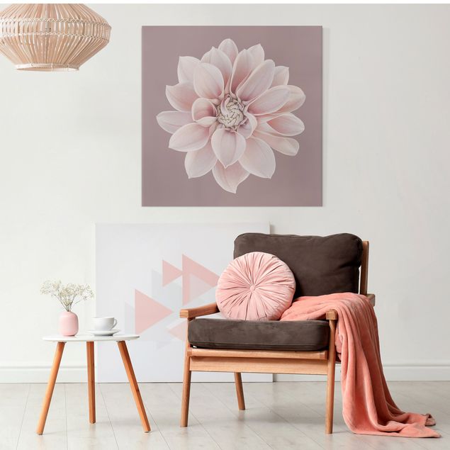 Moderne Leinwandbilder Wohnzimmer Dahlie Blume Lavendel Weiß Rosa