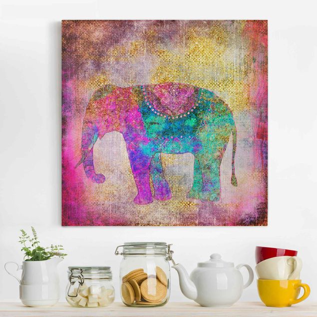 Wandbilder XXL Bunte Collage - Indischer Elefant