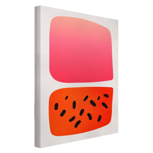 Leinwandbild Kunstdruck Abstrakte Formen - Melone und Rosa