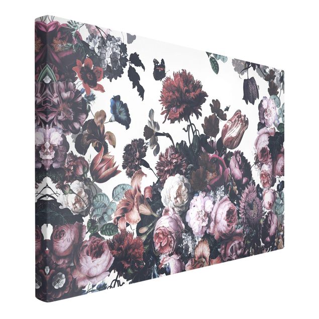 Wandbilder Tiere Altmeisterlicher Blumenrausch mit Rosen Bouquet