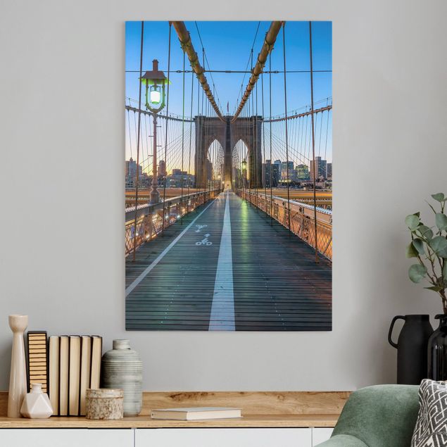 Leinwand Bilder XXL Morgenblick von der Brooklyn Bridge