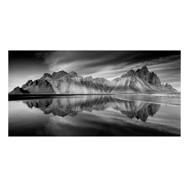 Leinwandbilder Schwarz-Weiß Vesturhorn in Island