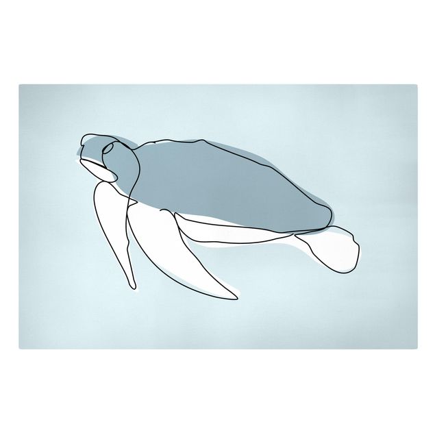 Leinwandbild Kunstdruck Schildkröte Line Art