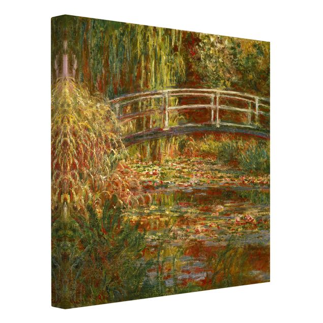 Wandbilder Natur Claude Monet - Seerosenteich und japanische Brücke (Harmonie in rosa)