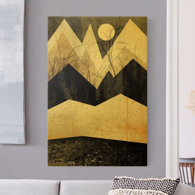 Abstrakte Bilder Goldene Berge Äste
