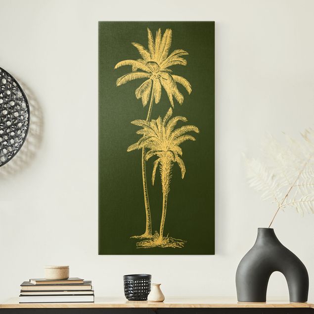 Wandbilder XXL Illustration Palmen auf Grün