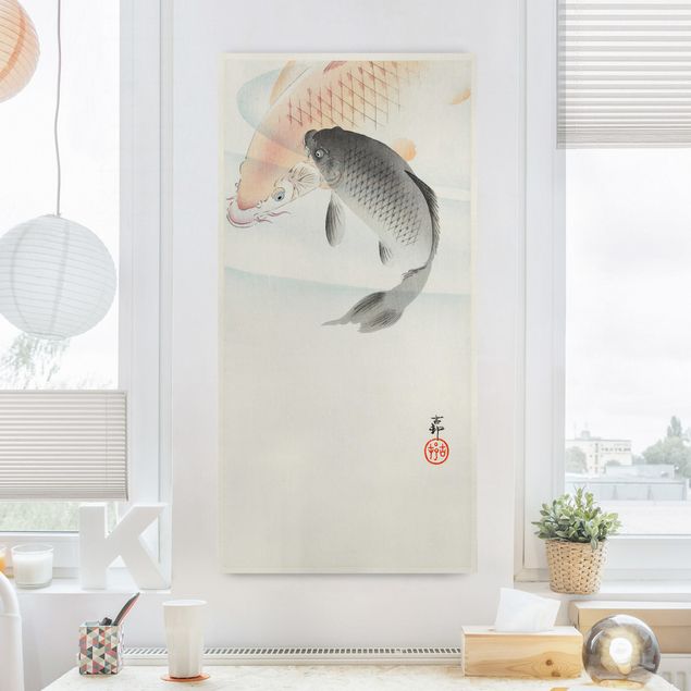 Leinwand Bilder XXL Vintage Illustration Asiatische Fische I