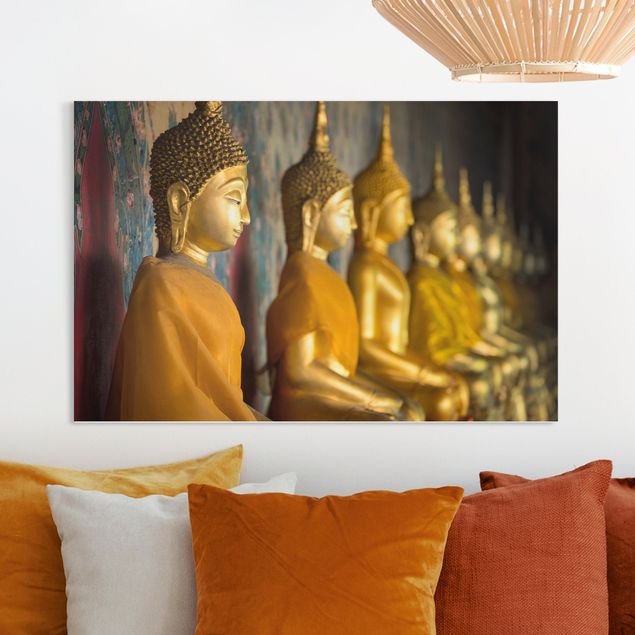 Leinwand Bilder XXL Goldene Buddha Statuen