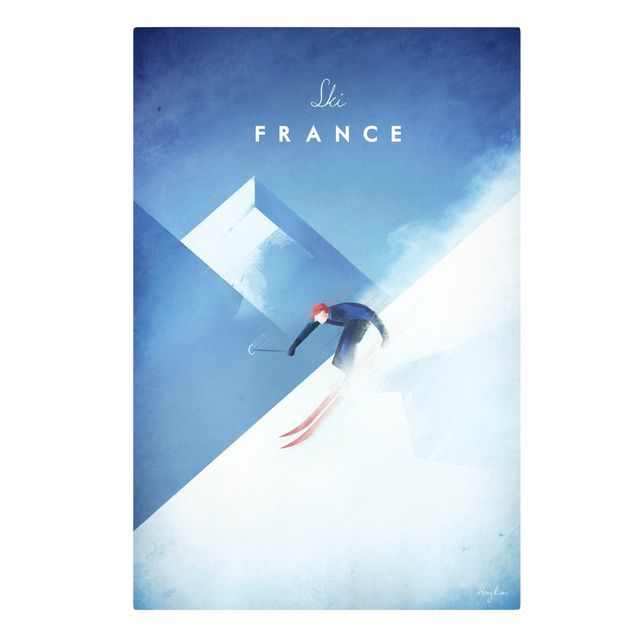 Wandbilder Vintage Reiseposter - Ski in Frankreich