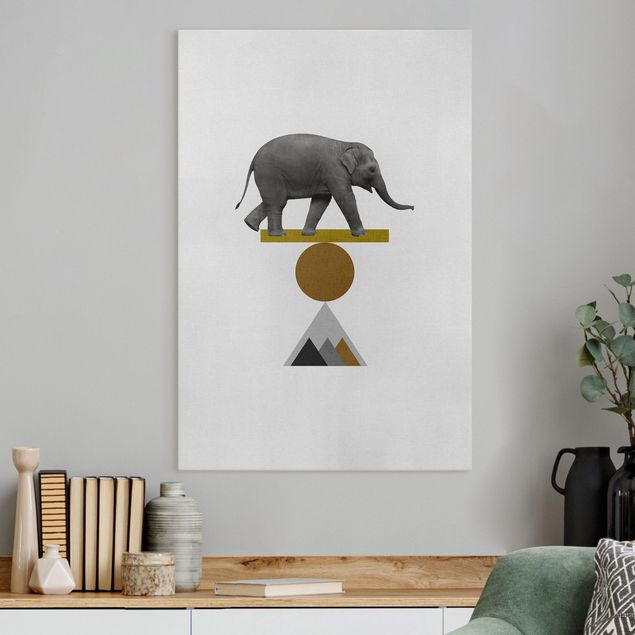 Leinwandbilder XXL Balancekunst Elefant