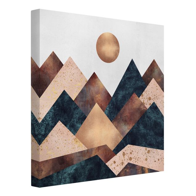 Wandbilder abstrakt Geometrische Berge Bronze