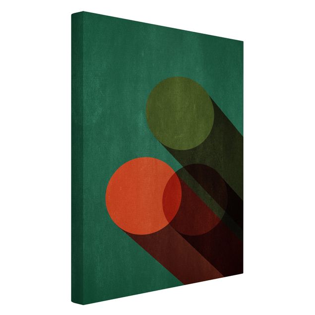 Leinwandbild Kunstdruck Abstrakte Formen - Kreise in Grün und Rot