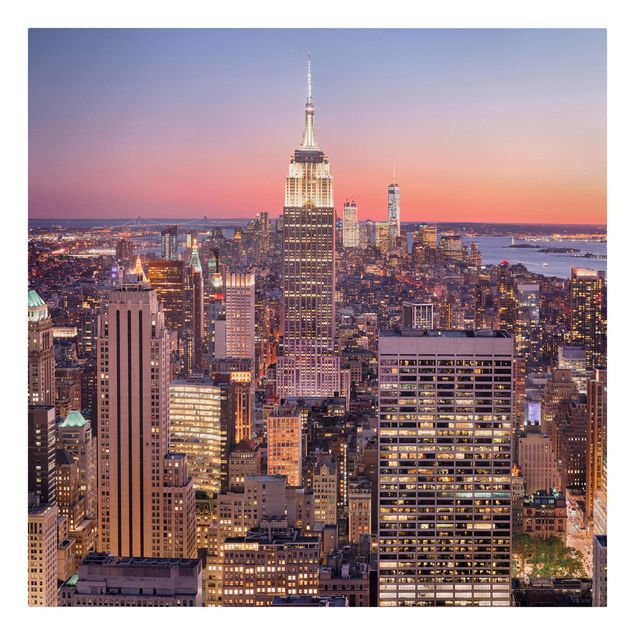 Schöne Leinwandbilder Sonnenuntergang Manhattan New York City