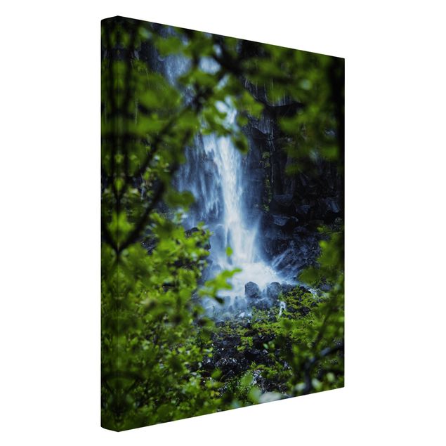 Leinwand Kunstdruck Blick zum Wasserfall