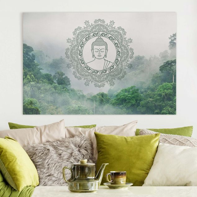 Leinwandbilder XXL Buddha Mandala im Nebel
