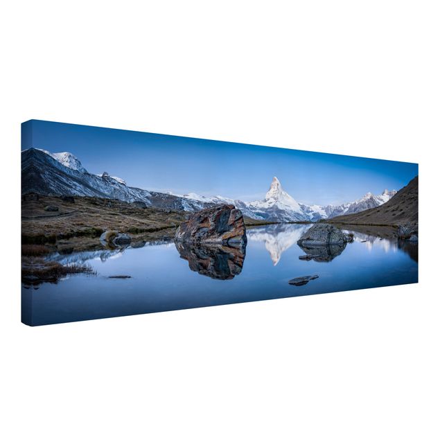 Leinwand Kunstdruck Stellisee vor dem Matterhorn