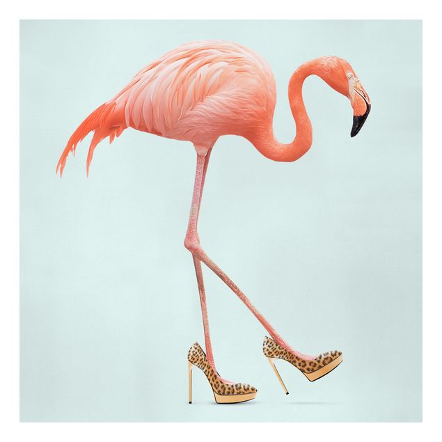 Tierbilder auf Leinwand Flamingo mit High Heels