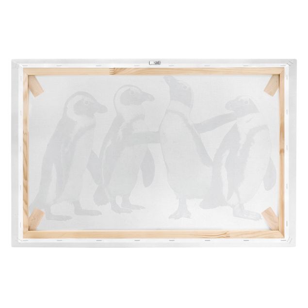 Leinwandbilder Tier Illustration Pinguine Schwarz Weiß Aquarell