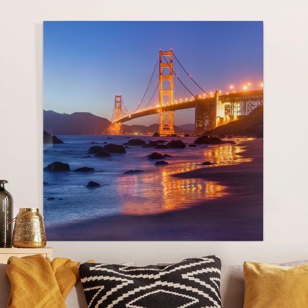 Leinwand Bilder XXL Golden Gate Bridge am Abend