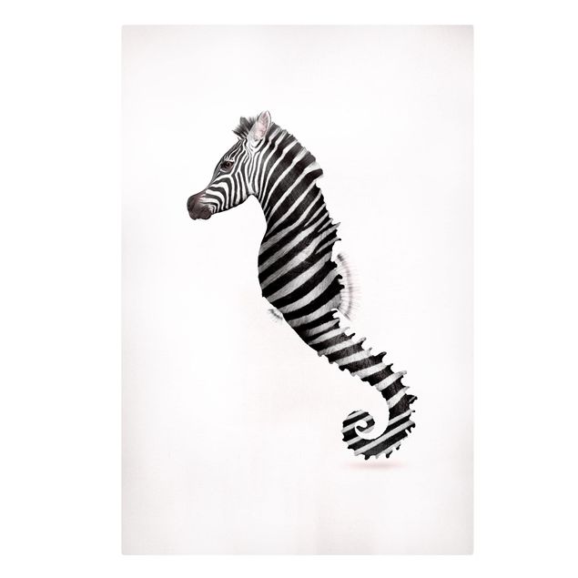 Leinwand Kunstdruck Seepferdchen mit Zebrastreifen