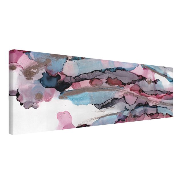 Kunstdrucke auf Leinwand Wellenreiten in Violett mit Roségold
