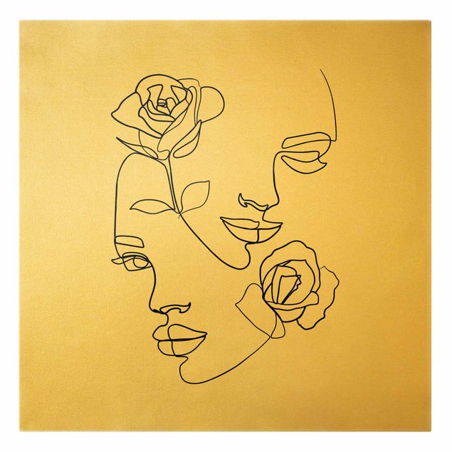 Wandbilder abstrakt Line Art Gesichter Frauen Rosen Schwarz Weiß
