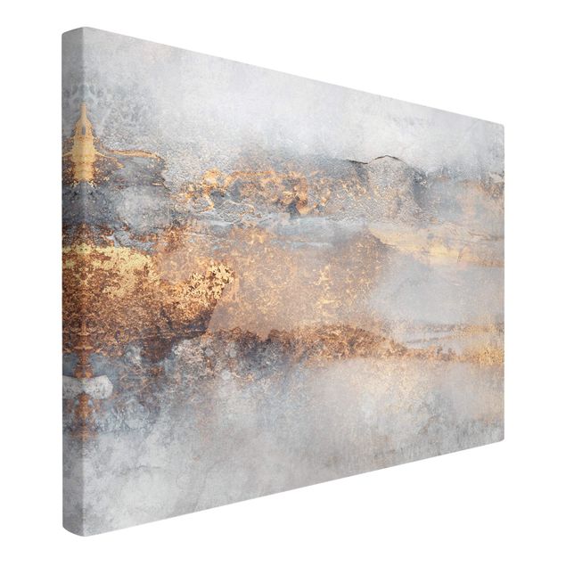 Abstrakte Leinwandbilder Gold-Grauer Nebel