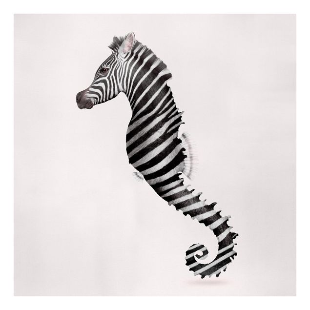 Kunstdrucke auf Leinwand Seepferdchen mit Zebrastreifen