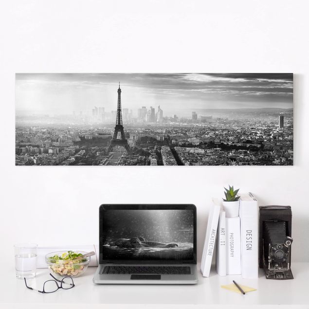 Leinwandbilder XXL Der Eiffelturm von Oben Schwarz-weiß