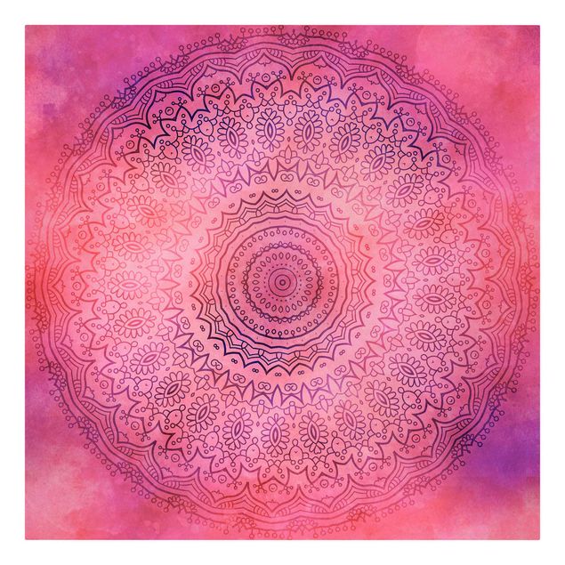 Schöne Wandbilder Aquarell Mandala Pink Violett
