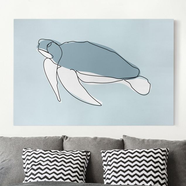 Schöne Leinwandbilder Schildkröte Line Art