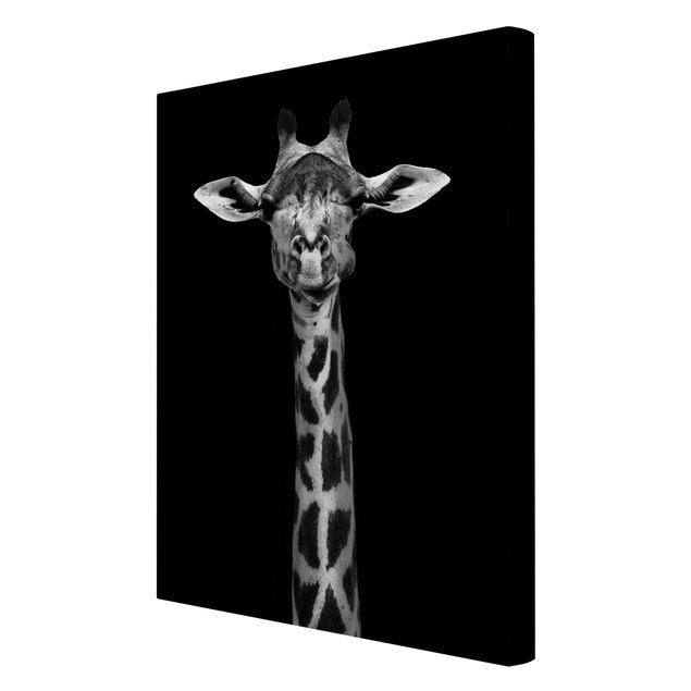 Leinwandbilder Wohnzimmer modern Dunkles Giraffen Portrait