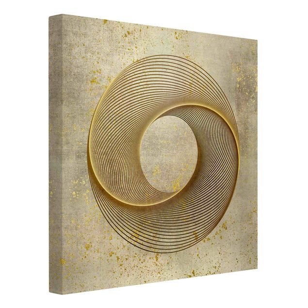 Leinwandbilder Wohnzimmer modern Line Art Kreisspirale Gold