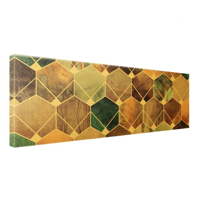 Kunstdrucke auf Leinwand Goldene Geometrie - Türkises Art Deco
