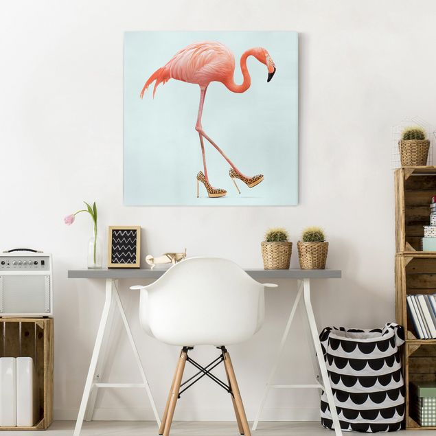Wandbilder Tiere Flamingo mit High Heels