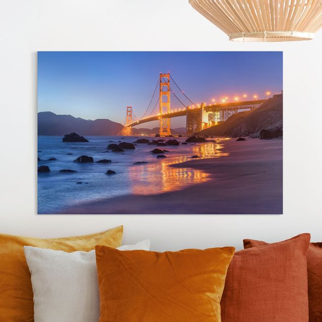 Wandbilder XXL Golden Gate Bridge am Abend