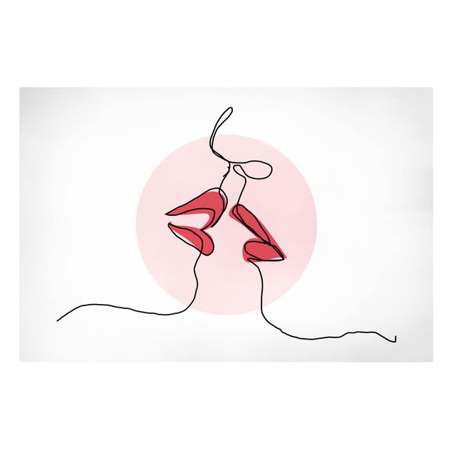 Kunstdrucke auf Leinwand Lippen Kuss Line Art