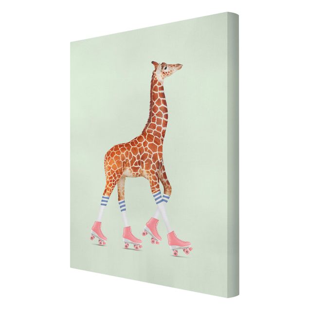 Bilder für die Wand Giraffe mit Rollschuhen