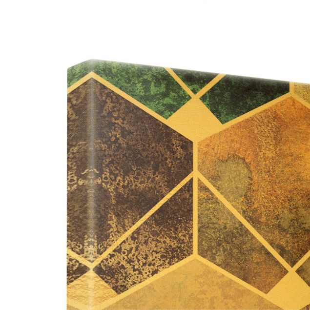 Leinwandbilder Muster Goldene Geometrie - Türkises Art Deco